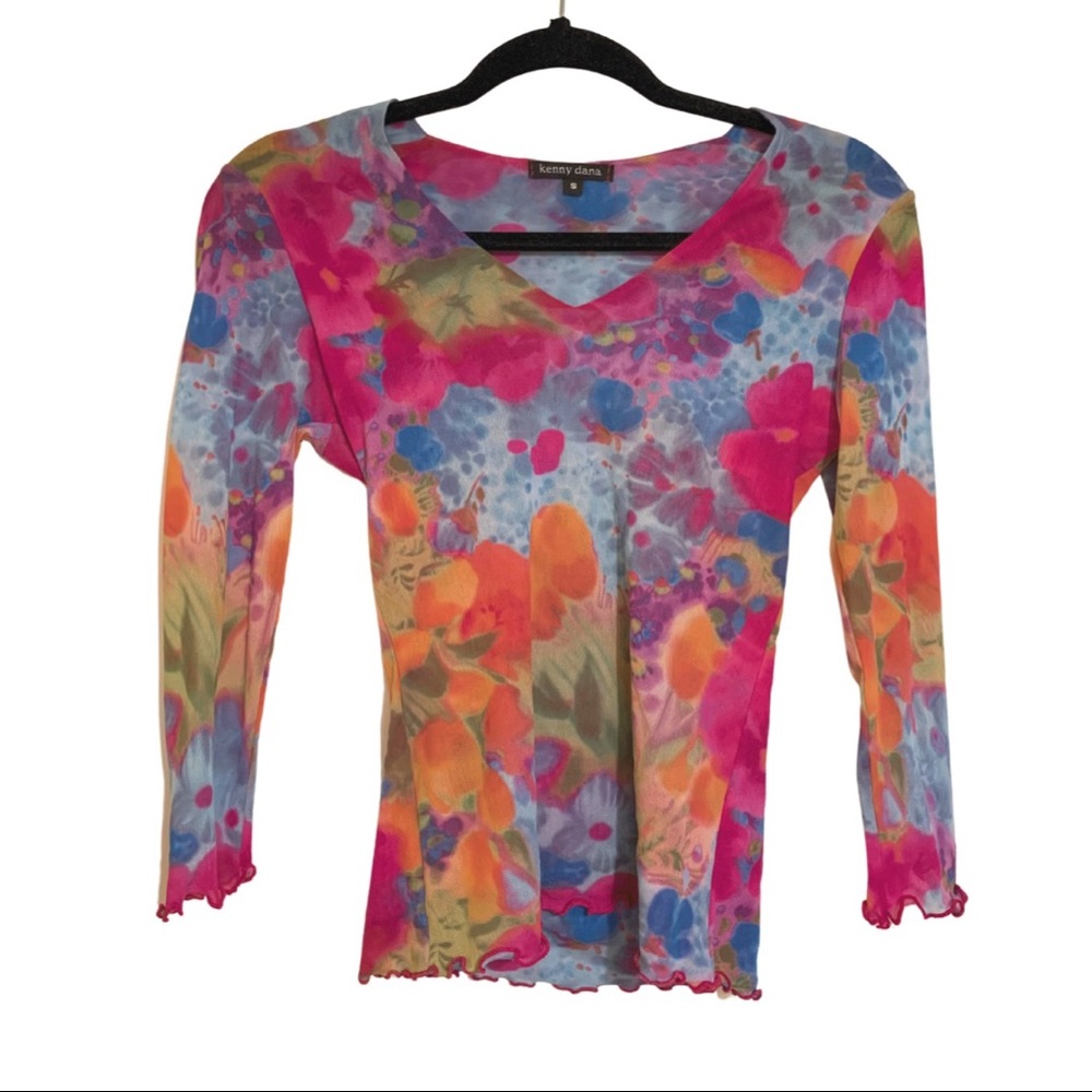 Vintage Kenny Dana Sheer Mesh Top Size Small